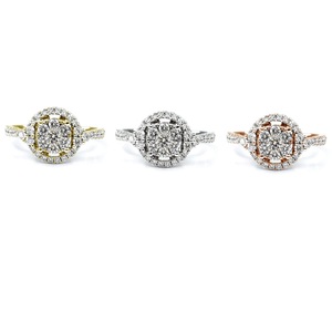 Fine Beautiful High End 14k Solid White Gold Natural Diamond Round Detailed Cluster Wedding Band Rings For Party Gifts - Product Image 4