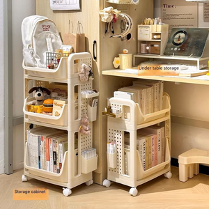 Estante <span class=keywords><strong>de</strong></span> Almacenamiento <span class=keywords><strong>Plegable</strong></span> <span class=keywords><strong>de</strong></span> Tres Niveles para Debajo del <span class=keywords><strong>Escritorio</strong></span> en Dormitorios Estudiantiles, con Diseño Moderno para Mochilas y Carrito para Libros - Product Image 1