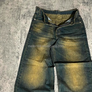 Fabricant de jeans, logo personnalisé, jeans en denim taille haute, jeans vintage lavés, jeans super baggy épais pour hommes - Product Image 2