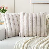 Housse de coussin en fausse fourrure de lapin antistatique, douce, couleur unie