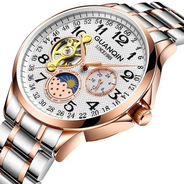 Guanqin 16212 Cheap Price Men Automatic Watches Custom Mechanical Tourbillon Fashion Logo Watches