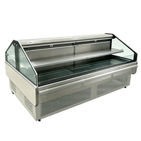 Vitrine réfrigérée multi-niveaux à double porte pour supermarché, idéale pour fruits de mer et viande