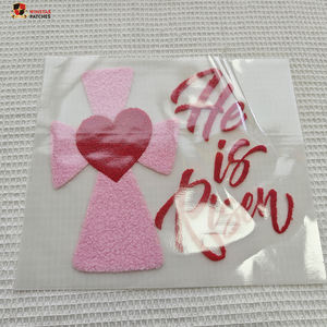 Nouveauté 2026 : Grandes croix de Pâques personnalisées Jésus en chenille moelleuse, découpées au laser, thermocollantes, pour vêtements et t-shirts (vente en gros) - Product Image 4