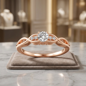 Anillo de Compromiso Infinito con Diamantes Cultivados en Laboratorio, Certificados por IGI, con Diamantes Laterales, Rodio, Oro 10K, 14K, 18K, Plata 925, 935, Regalo de Boda - Product Image 1