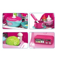 Ensemble de jeu de cuisine éducatif KSF Happy Kitchen pour filles, sac à dos, simulation de cuisine, ustensiles de cuisine en plastique et évier, jouet pour enfants emballé dans une boîte