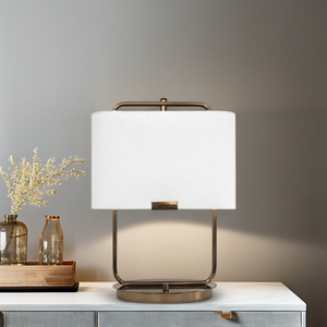 Modern Simple Bronze Metal Frame Desk <b>Lamp</b> with <b>USB</b> Power Outlet Switch Control Brass Body for Home & Hotel Decor for Reading - Product Image 2