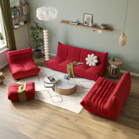 Voxhome Drop Shipping Canapé de salon compressé sous vide, fauteuil simple, 1, 2 ou 3 places, style nordique, rouge, canapé paresseux au sol, ensemble de canapés