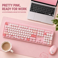 Ensemble clavier et souris Hello Bear 2.4G, souris ergonomique Pebble, 104 touches complètes avec pavé numérique pour le bureau, les études et les cadeaux