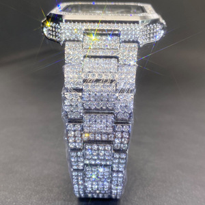 Orologio da Polso da Uomo Iced Out Quadrato di Lusso con Diamanti Pave Completi, Gioiello Bling Stile Rapper Hip Hop, al Quarzo - Product Image 5