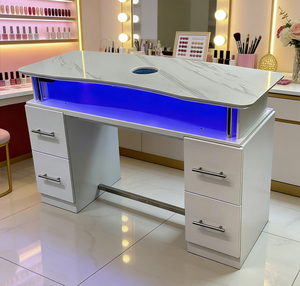 Venta Directa de Fábrica, Mesa de Manicura Económica <span class=keywords><strong>para</strong></span> Salón de Belleza con Superficie de Mármol Blanco y Aspirador de Polvo - Product Image 5