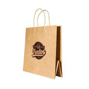 Sacs en papier kraft personnalisés pliables écologiques, recyclables, pour le shopping, les vêtements, les cadeaux, les aliments à emporter avec votre propre logo - Product Image 4