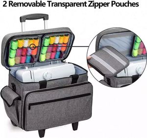 Free Sample New HEXIN HXJ0440 Polyester Sewing Machine Case <b>Wheeled</b> Trolley <b>Bag</b> - Product Image 3
