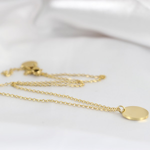 Simple Round 18K Gold Pendant <b>Necklace</b> For Daily Wear Gift Jewelry - Product Image 5
