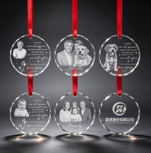 Ornement <span class=keywords><strong>de</strong></span> Noël personnalisé en cristal écologique, pendentif gravé au laser, style moderne, art américain, style campagnard, arbre commémoratif - Product Image 4