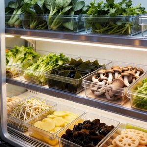 Transparent Refrigerator <b>Storage</b> <b>Box</b> Rectangle With Plastic Lid For Food Vegetable Organization Kitchen Fridge Organizer - Product Image 1