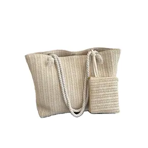 Lüks tasarım saman dokuma alışveriş çantaları yaz rahat büyük kapasiteli çanta yeni moda plaj kadın omuz basit tarzı alışveriş