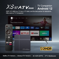 Boîtier TV Android portable 4K en gros, modèle XS97 ATV Mini, lecteur multimédia Allwinner H618, double Wi-Fi, décodeur pour la maison et l'hôtel