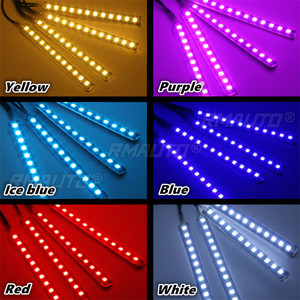Lot de 4 Lumières LED d'Ambiance Multicolores 4-en-1 pour Voiture, Bandes Lumineuses pour Tableau de Bord et Plancher, Lampe Décorative pour Allume-Cigare - Product Image 3