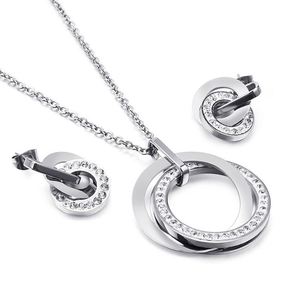 Parures de bijoux en acier inoxydable (boucles d'oreilles et collier) pour fiançailles, innovantes, marque blanche, ajustement confortable, fermoir intérieur détaillé, test de résistance - Product Image 1