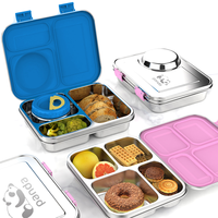 Aohea Parfait pour l'école et le bureau Boîte à lunch portable en acier inoxydable à 4 compartiments Bento avec couvercle
