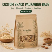 Sacs en plastique PE personnalisés avec logo, qualité alimentaire, fermeture éclair, impression numérique, pour snacks et pâtisseries, fond plat avec soufflet latéral, vente en gros