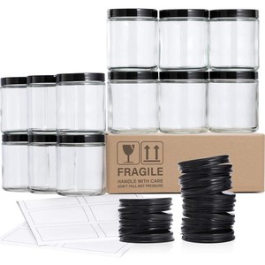 8 OZ Glass Empty Recycled Straight Sided Glass Candle Jar with metal plastic Lids