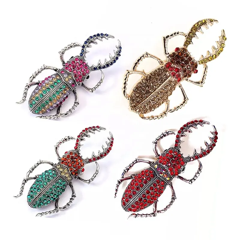 Gold Tone Vintage Rhinestone Insect Beetle Bug Broche Pins Fashion Rhinestone Crystal Broches voor Vrouwen Mannen