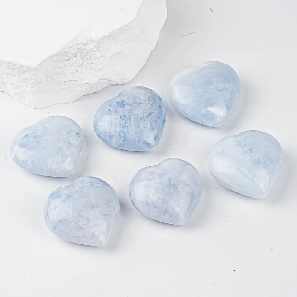 Doğal Celestite şifa kristalleri kalp Celestite taş ham mavi kuvars Celestite kristaller Reiki ev dekor için