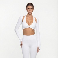 Nouveaux ensembles de vêtements de sport pour femmes, hauts de yoga à manches longues et ajustés, leggings taille haute pour lifter les hanches, pour la course à pied, le yoga, l'exercice et la remise en forme