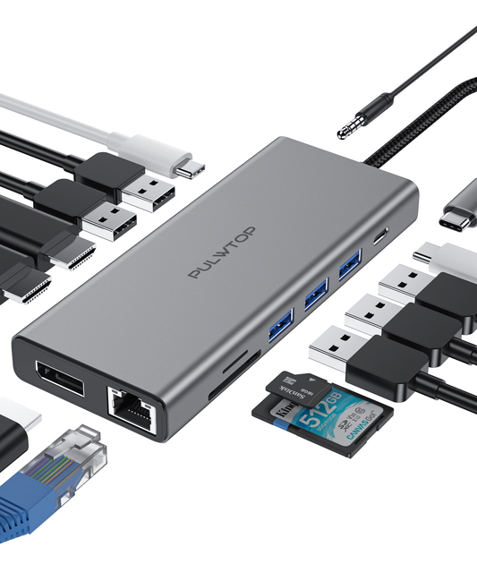 Pulwtop 14 In1 USBC Hub Multiport HDMI Usb-c Charge Docking Ethernet c 11 in 1 Usb Type c Docking Station for Computer/lapto