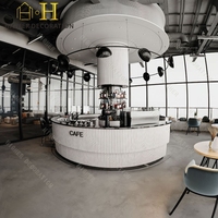 Comptoir de café personnalisé, mobilier de café de luxe, design de comptoir de bar rond pour la décoration intérieure des cafés