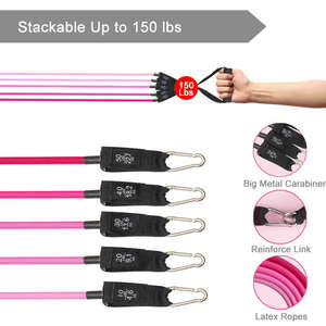 Ensemble de 11 cordes de tension en latex avec 100 livres de tension avec 150 livres d'entraînement de fitness en corde élastique - Product Image 2