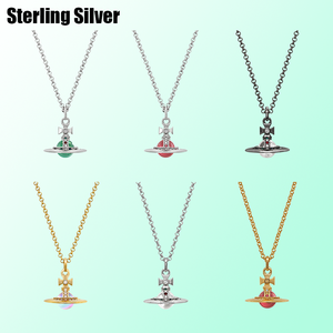 <span class=keywords><strong>Collana</strong></span> con pendente <span class=keywords><strong>saturno</strong></span> 3D di lusso di fascia alta 925 argento Sterling nero viola zircone oro ciondolo belle collane con ciondolo - Product Image 1