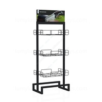 Présentoir de sol métallique double face personnalisé avec paniers en fil métallique réglables pour outils électriques et quincaillerie en magasin de détail