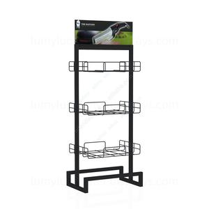 Étagères d'affichage en métal personnalisées, présentoir de sol double face avec paniers en fil métallique, support d'organisation d'outils réglable - Product Image 2