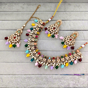 Silver Plated Choker Necklace Set Mint Green Emerald Multi Layer <b>Crystal</b> Beads Collar Necklace with CZ <b>Stud</b> <b>Earrings</b> - Product Image 1