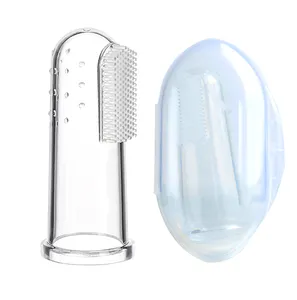 Brosse à dents de doigt de bébé en silicone souple à manchon de doigt de conception duplex