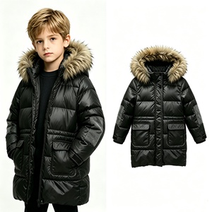 Manteau matelassé d'<span class=keywords><strong>hiver</strong></span> personnalisé pour enfants, garçons, tout-petits, avec capuche, col en fourrure amovible, épais, chaud, coupe-vent, fermeture éclair, vêtements d'extérieur - Product Image 1