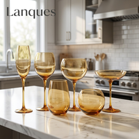 Ensemble de verres à boire en verre ambré foncé Lanques, résistants au lave-vaisselle, verres à vin champagne teintés ambrés pour les mariages et les événements