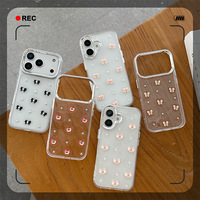 Coque de téléphone en TPU antichoc de style coréen avec nœud pour iPhone 17 Pro Max 16, design transparent à paillettes, vente en gros pour femmes