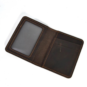 Boshiho Crazy Horse Handmade Genuine Leather Men's Bifold <b>Wallet</b> Open Closure Customizable Logo Vintage ID Credit Card <b>Holder</b> - Product Image 6