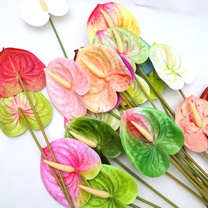 Fleurs d'Anthurium Artificielles Xinchengzhi 30cm-100cm en Caoutchouc Souple pour Décoration de Mariage et Composition Florale - Product Image 2
