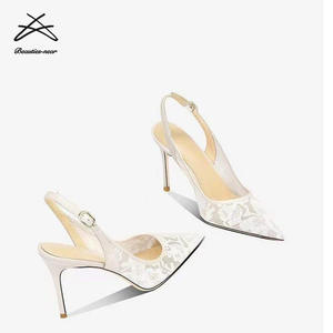 Donne di alta qualità di nuova moda Sexy in pizzo da sera <span class=keywords><strong>scarpe</strong></span> con <span class=keywords><strong>tacco</strong></span> a punta a <span class=keywords><strong>tacco</strong></span> alto con <span class=keywords><strong>tacco</strong></span> Slingback glitterato <span class=keywords><strong>scarpe</strong></span> con <span class=keywords><strong>tacco</strong></span> - Product Image 3