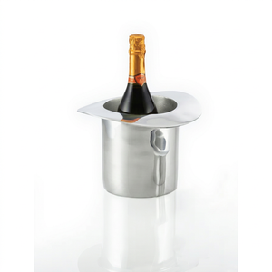 Cubo de Vino de Aluminio Fundido Personalizado con Diseño de Sombrero de Copa, Enfriador de Bebidas Plateado Pulido Creativo, Suministros de Vajilla para Eventos y Catering - Product Image 1