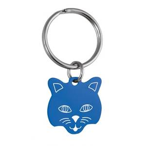 Llavero con Colgante de Cara de Gato Azul, Diseño de Peluche, 23x23 mm - Product Image 1
