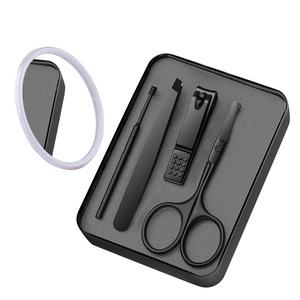 Nose Hair Trimmer Set With <b>Mirror</b> 26 Degree Curved Blade Stainless Steel Portable Gift Box For Men Women - Product Image 4