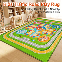 Tapis antidérapant fabriqué à la machine pour enfants, tapis de classe pour l'apprentissage précoce, tapis décoratif pour enfants avec animaux, tapis de sol lavable pour chambre d'enfant