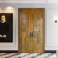 Porte en teck, porte de villa en bois massif de style chinois, porte double à ouverture double anti-effraction, portes extérieures, portes de sécurité pour maison