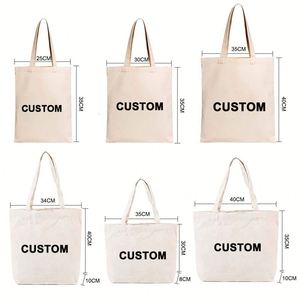 Custom Color Reusable Shopping <b>Bags</b> Plain Blank Cotton Canvas Tote <b>Bag</b> with Letter Pattern for Grocery Shopping - Product Image 4