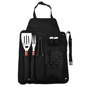 Vente en gros d'accessoires pour barbecue en acier inoxydable W013, pinces pour barbecue d'extérieur, kit d'outils, ensemble de barbecue avec manche en bois - Product Image 1